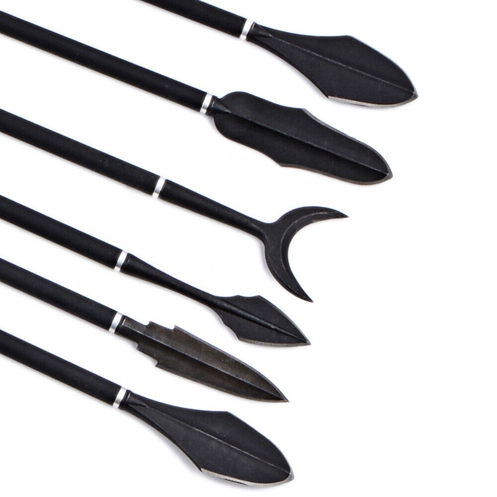 6 Archery Retro Arrowheads Traditional Broadheads Screw Tips Bow Hunting Shoot